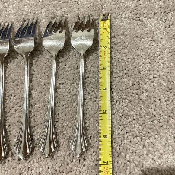 Set Of 7 Oneida BANCROFT Glossy Stainless USA Flatware Salad Forks 6 3/4” - Picture 3 of 4